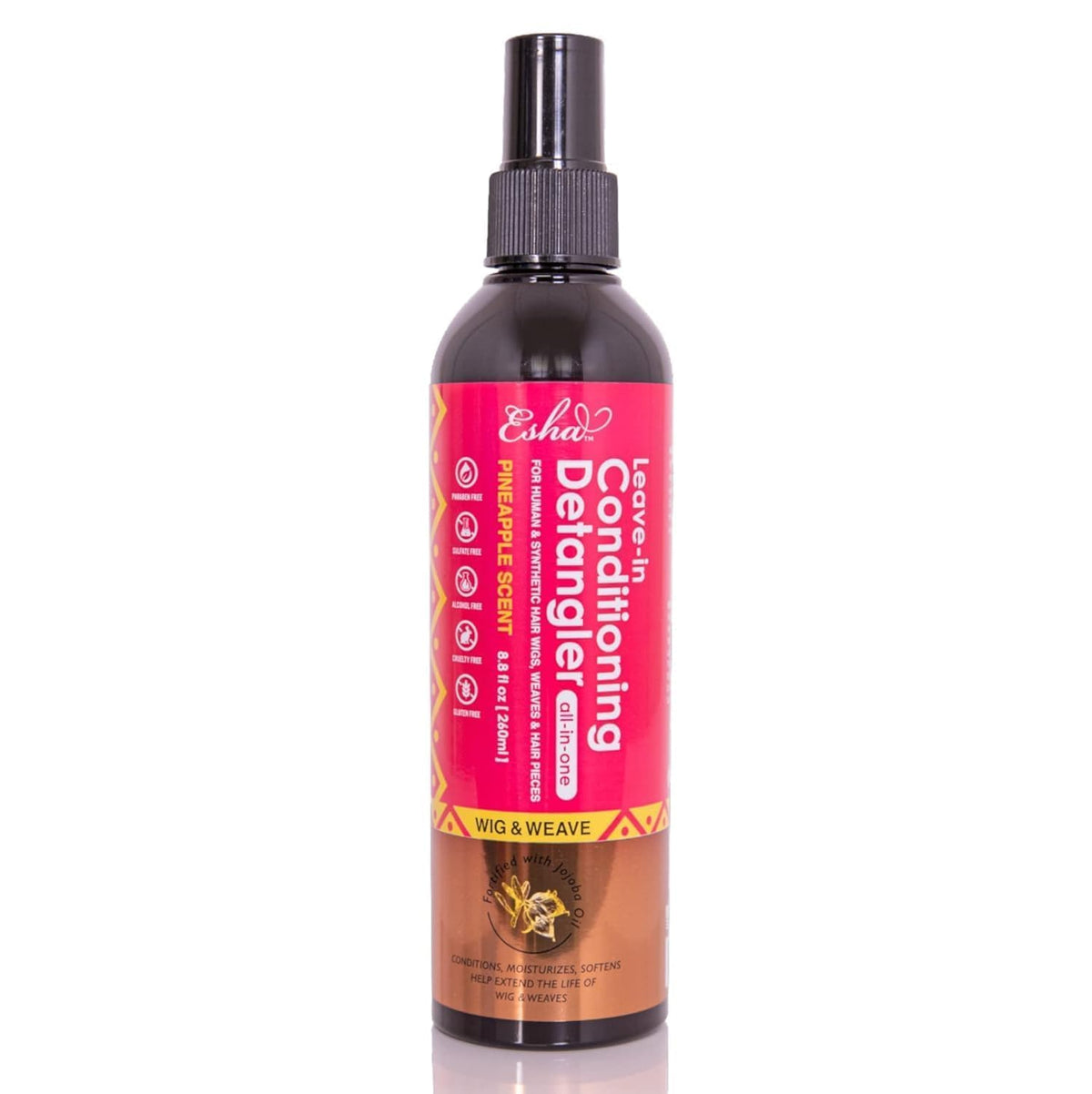 Esha Girl Acondicionador sin enjuague en botella para cabello suave y manejable.