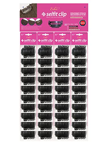 Esha Selfit clip extensions natural black closeup of securing clip