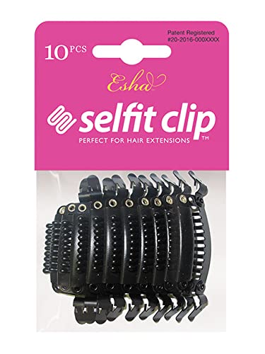 Esha Selfit clip extensions natural black packaging for quick styling