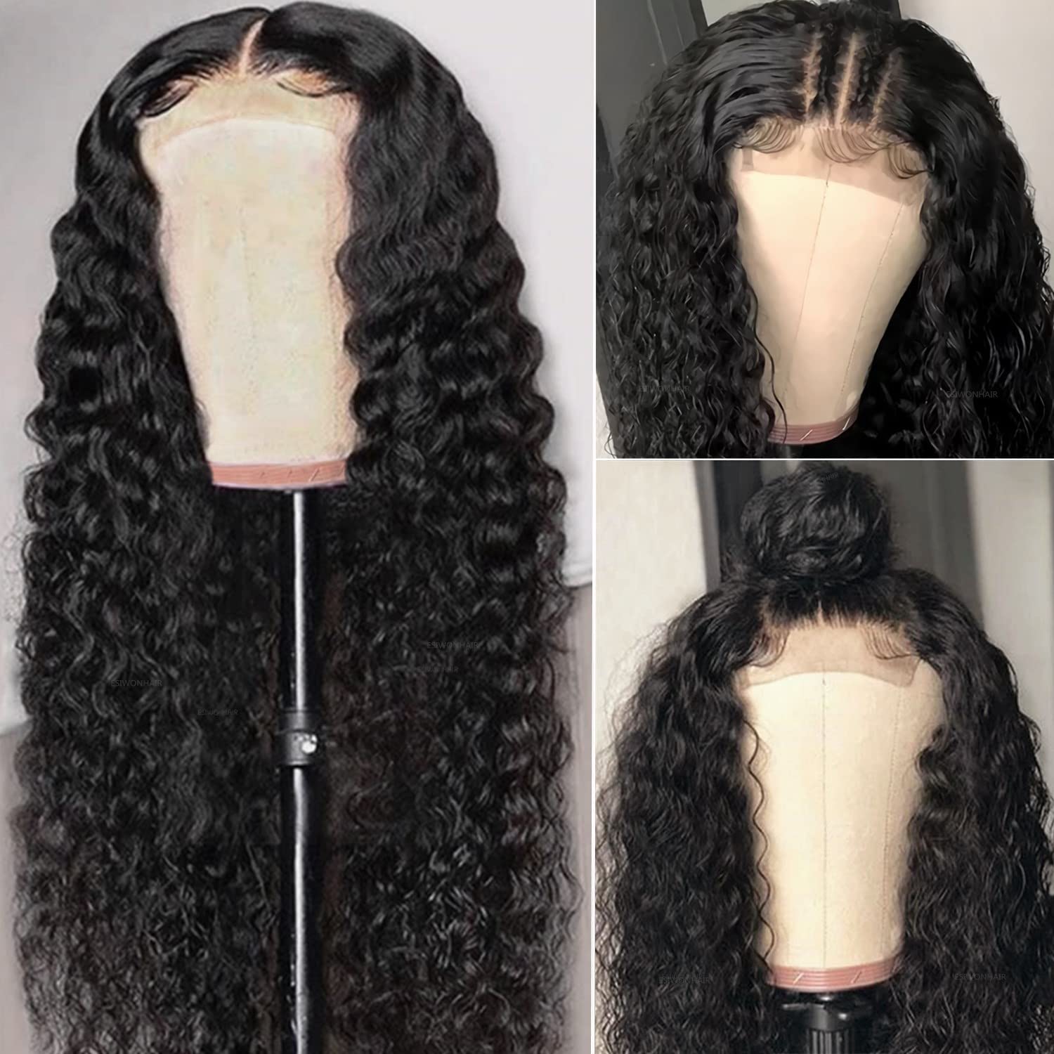 Close-up of ESIWONHAIR 4x4 lace closure showing a seamless blend.