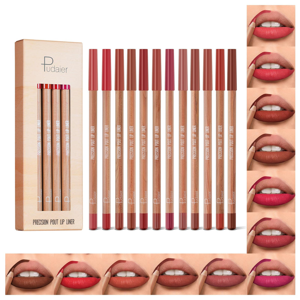 Espoce set de perfiladores de labios 12 colores para delinear y definir con duración.