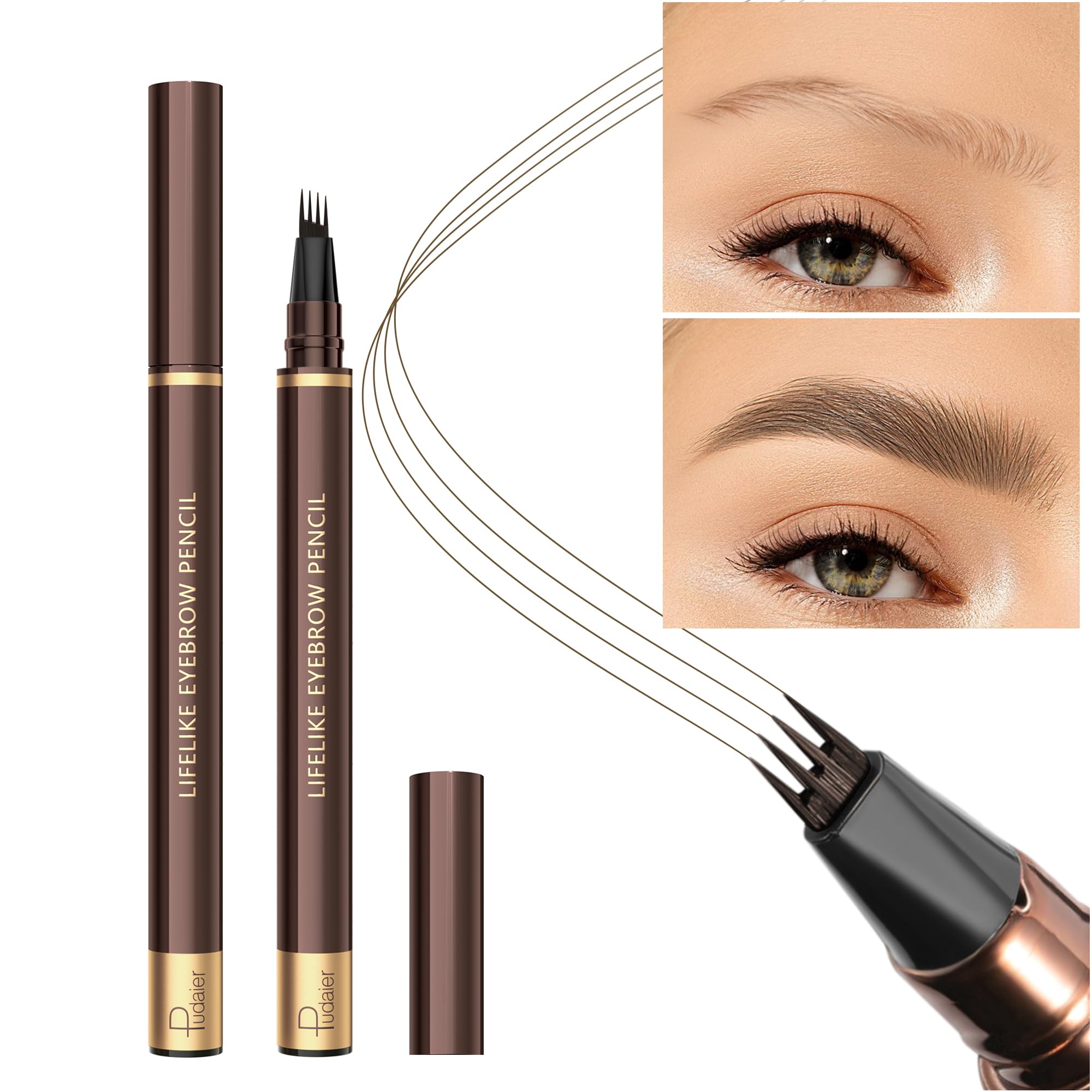Espoce waterproof eyebrow pen that resists sweat and rain for all-day wear.