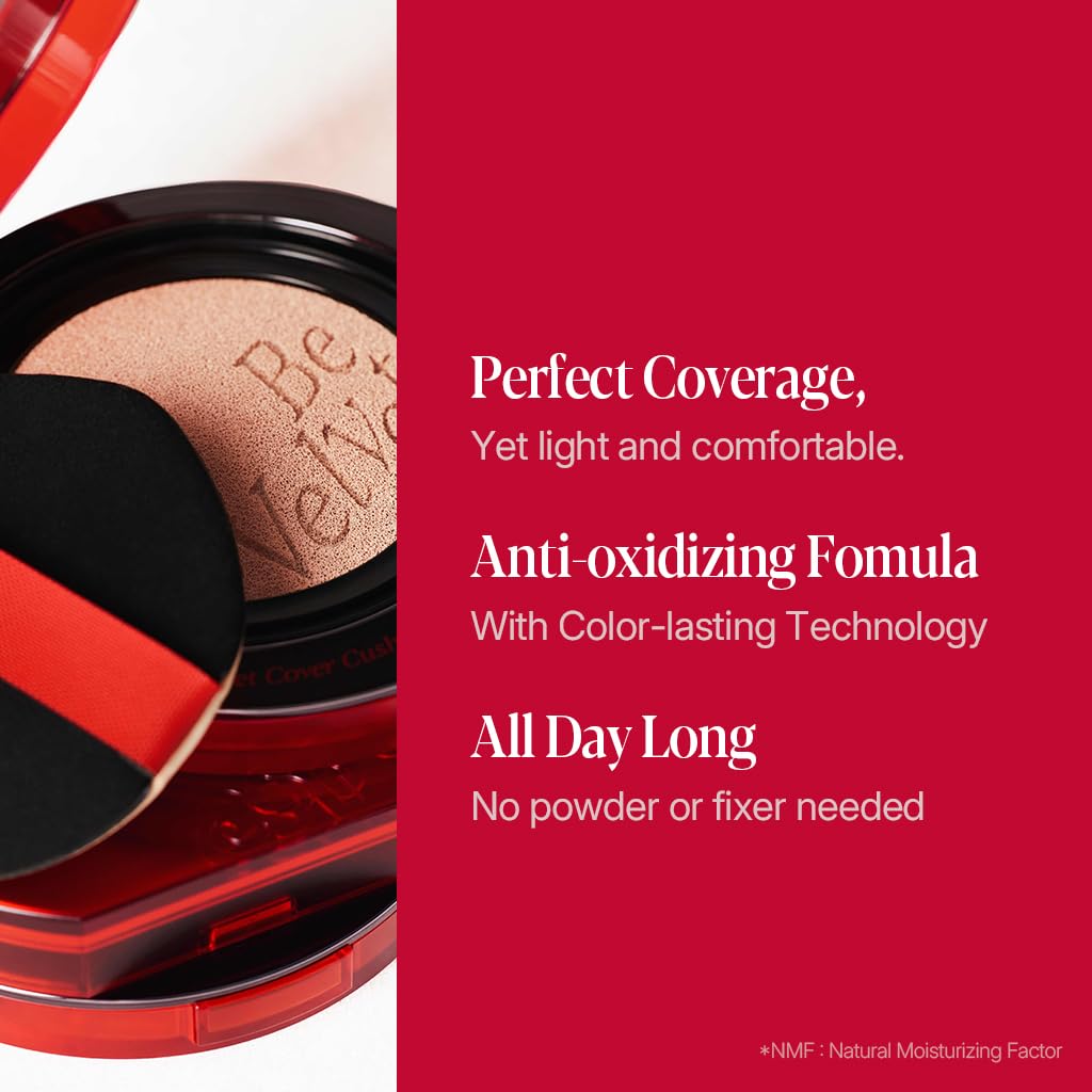 Espoir Be Velvet Cushion puff application demonstrates quick, even blending with minimal product