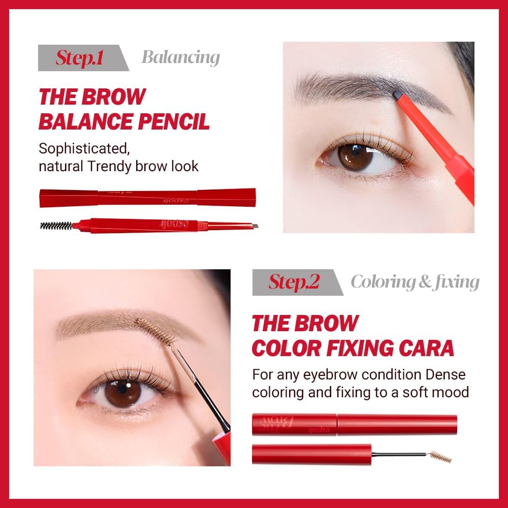 Espoir The Brow Color Fixing Cara combinación con lápiz de cejas.