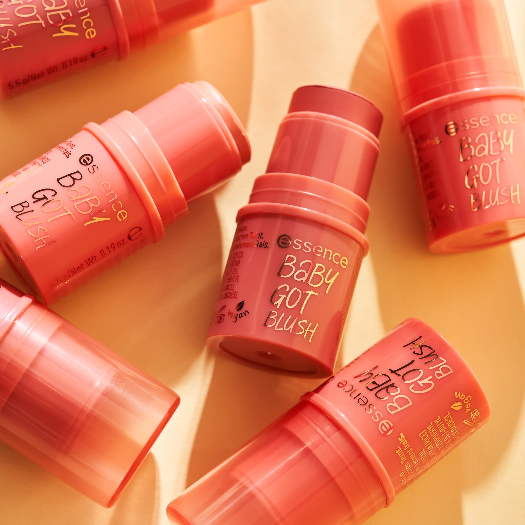 essence Baby Got Blush Stick on lips for monochrome look