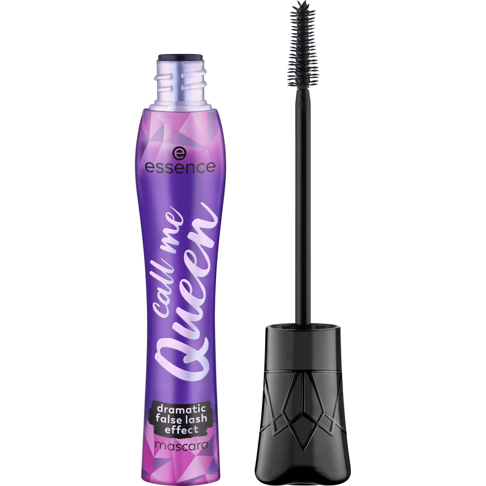 essence Call Me Queen dramatic mascara bottle shows bold volume for evening looks.