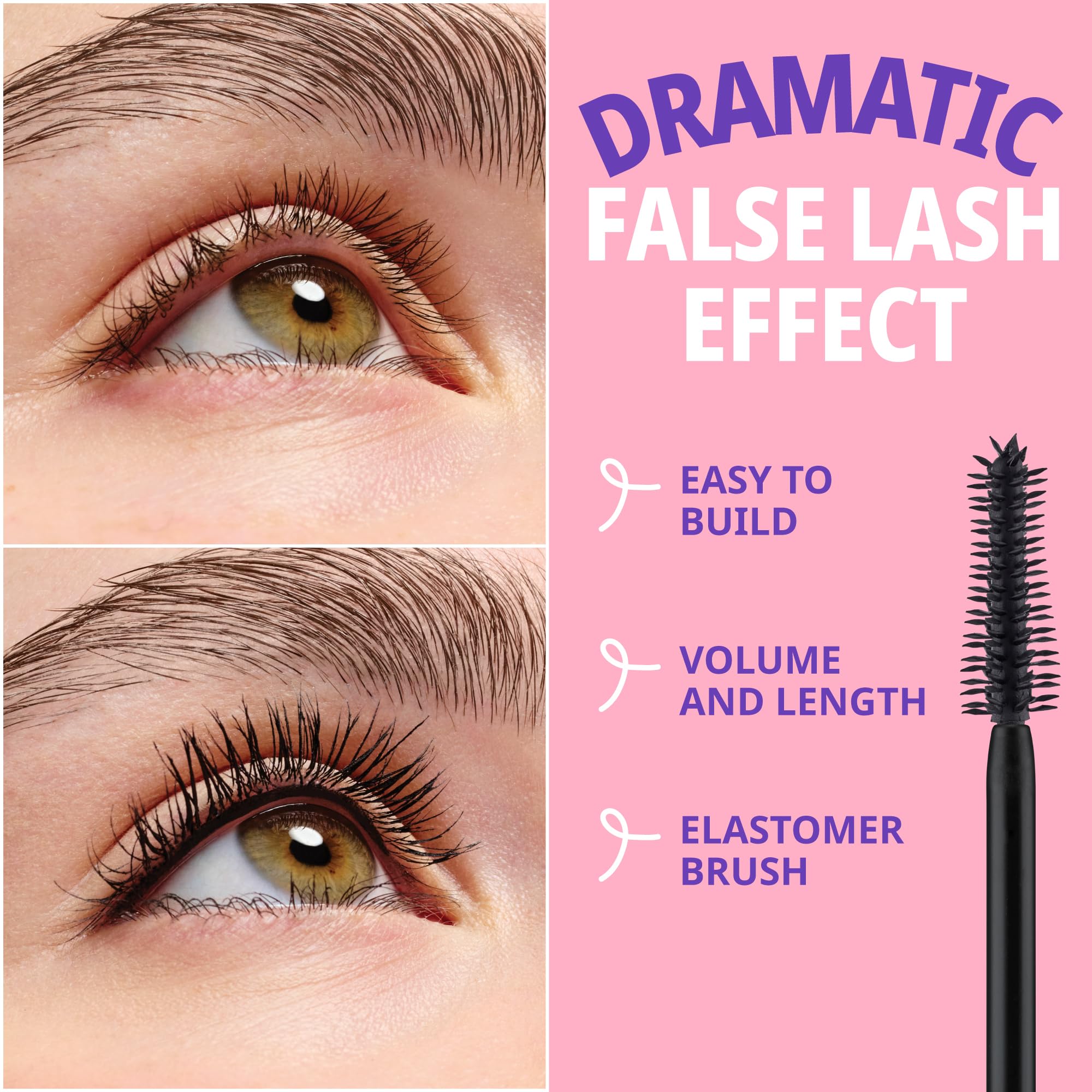 essence Call Me Queen root to tip application boosts lash length.