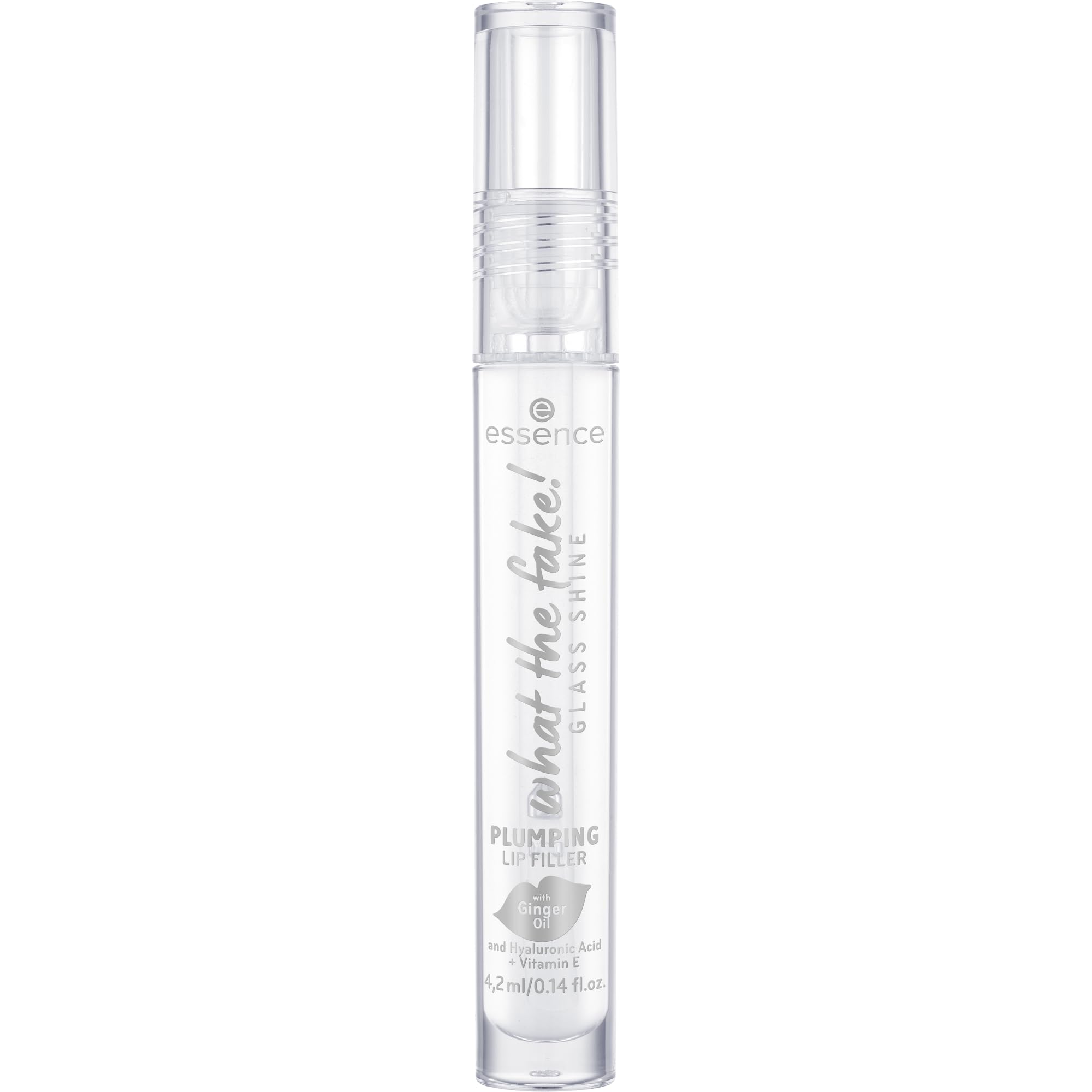 essence What the Fake! Glass Shine Lip Filler ginger oil for plump, hydrated lips.