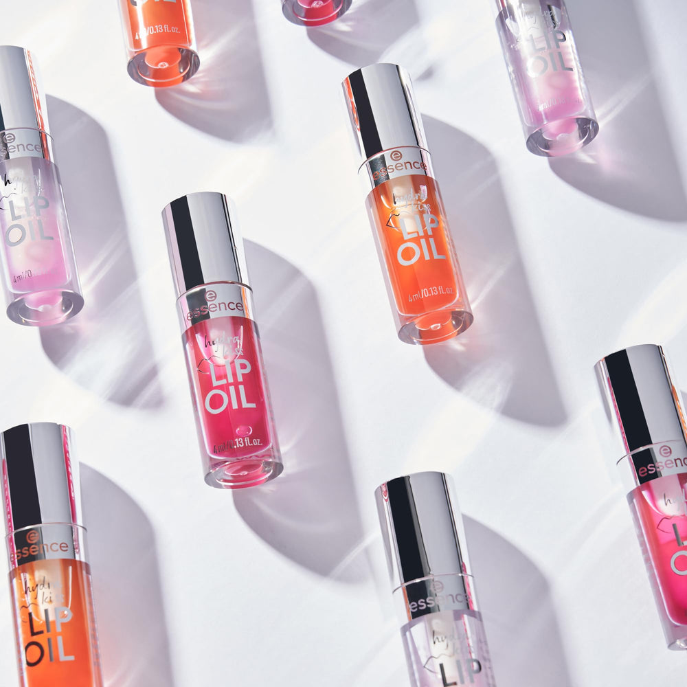 essence Hydra Kiss Lip Oil packaging shows a sleek tube.
