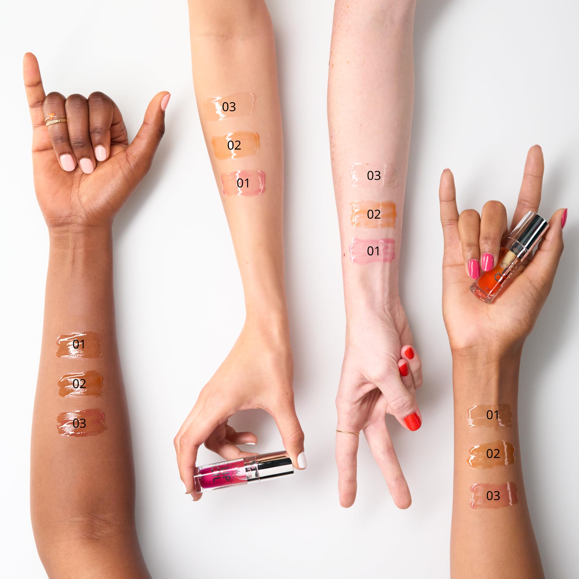 essence Hydra Kiss Lip Oil can be worn alone or over lipstick for glow.