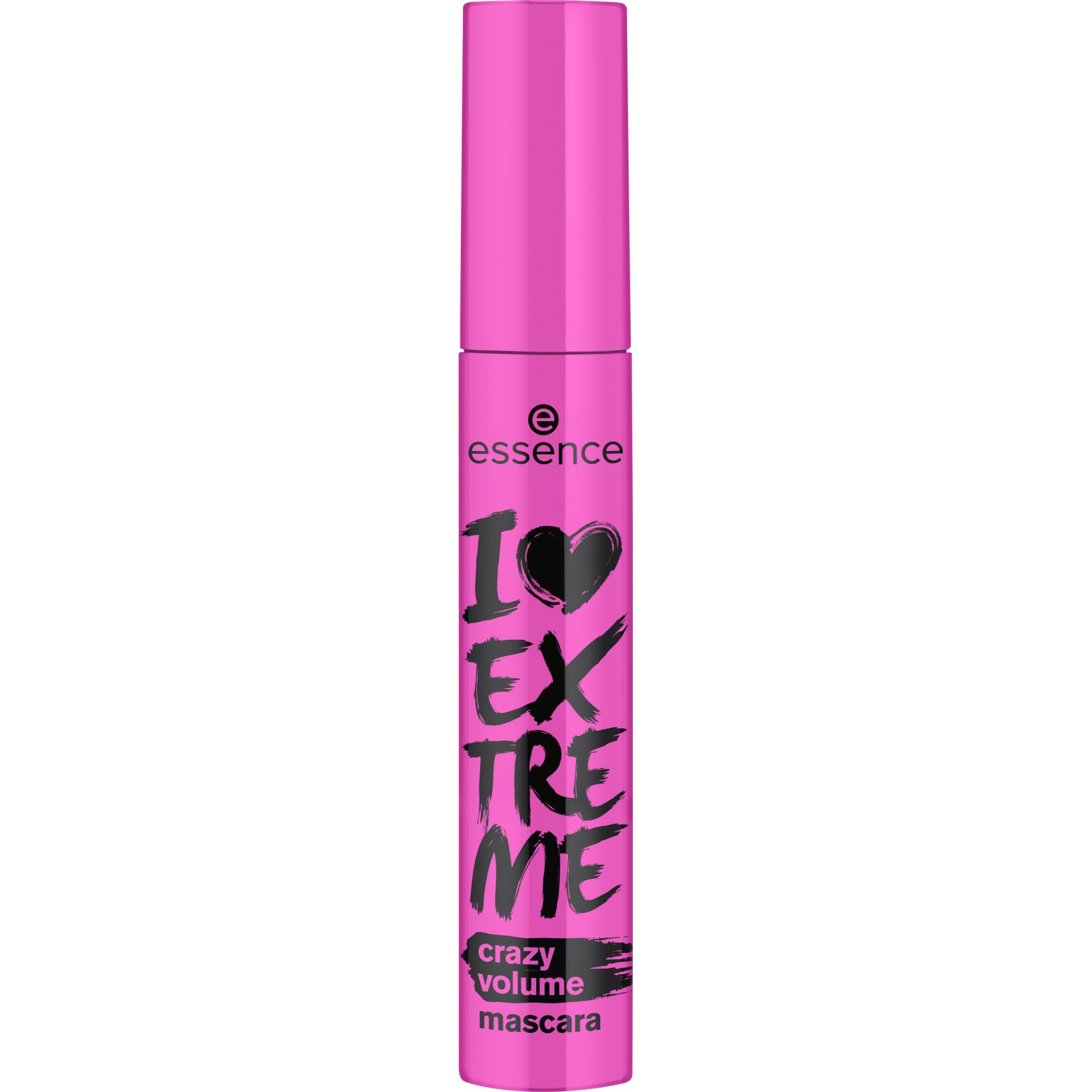 essence I Love Extreme Crazy Volume Mascara bottle close-up showing bold pigment