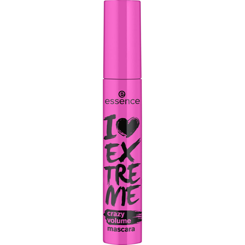 essence I Love Extreme Crazy Volume Mascara bottle close-up showing bold pigment