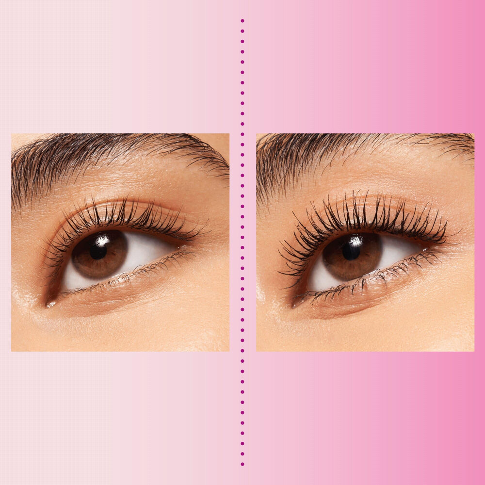essence I Love Extreme Crazy Volume Mascara two coats look with amplified volume