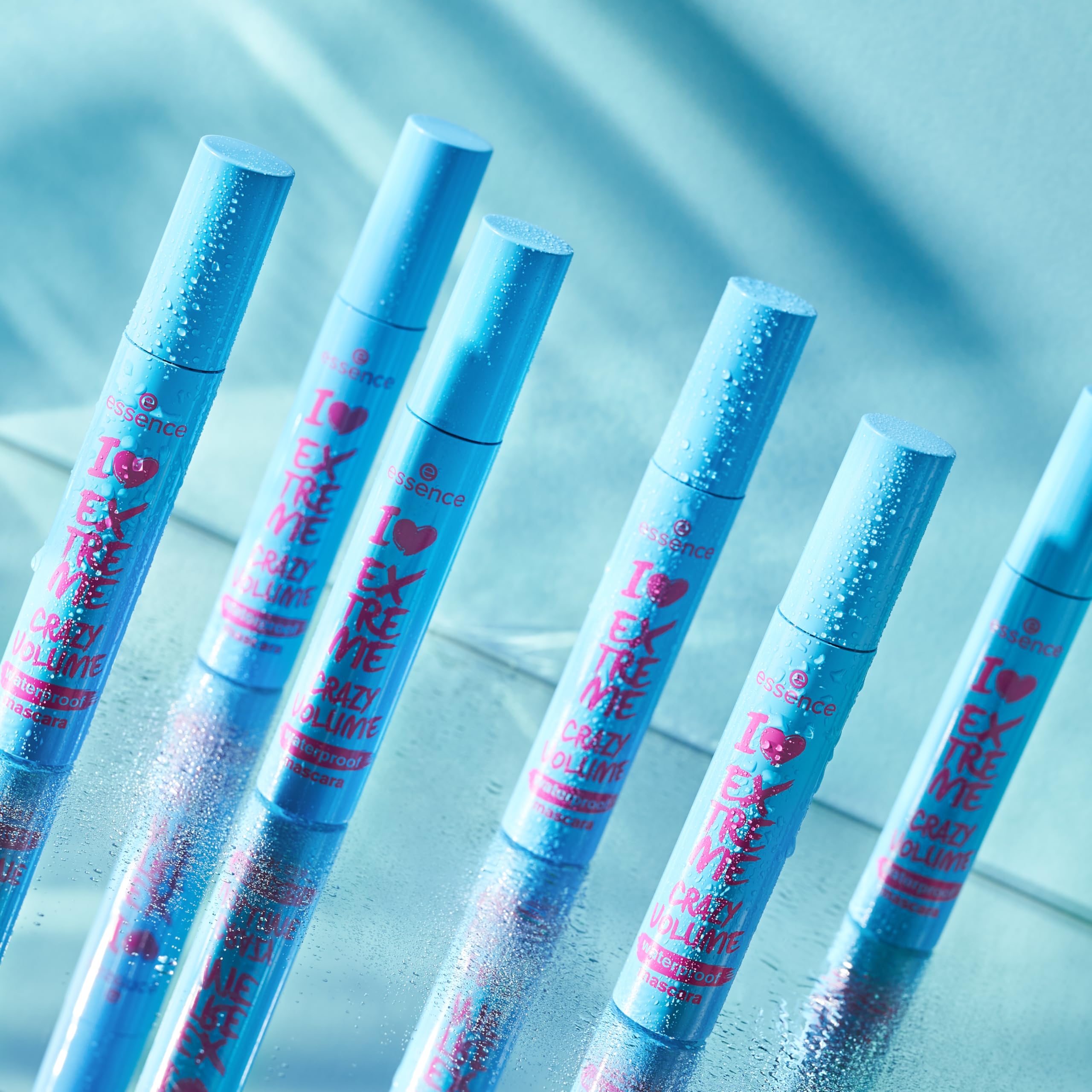 essence I Love Extreme mascara showcases dramatic lashes with vegan cruelty-free promise.