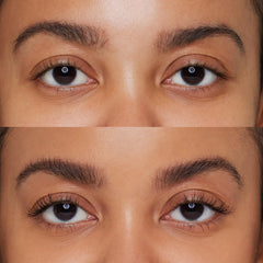 essence I Love Extreme mascara lashes before and after close-up reveal dramatic results.