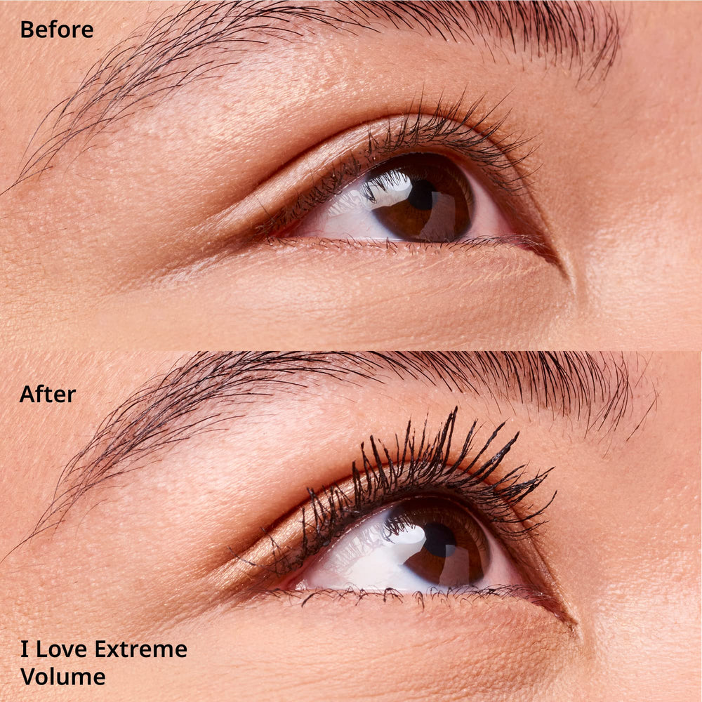 essence I Love Extreme Volume Mascara wand in action defining lashes