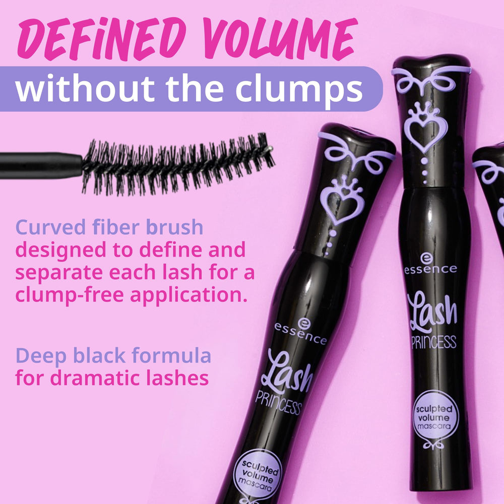 Dramatic curl and defined lashes with essence Lash Princess Sculpted Volume Mascara.