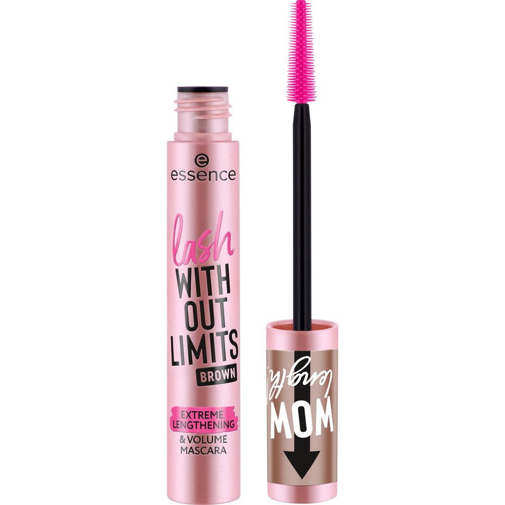essence Lash Without Limits mascara bottle close-up showing dramatic length potential.