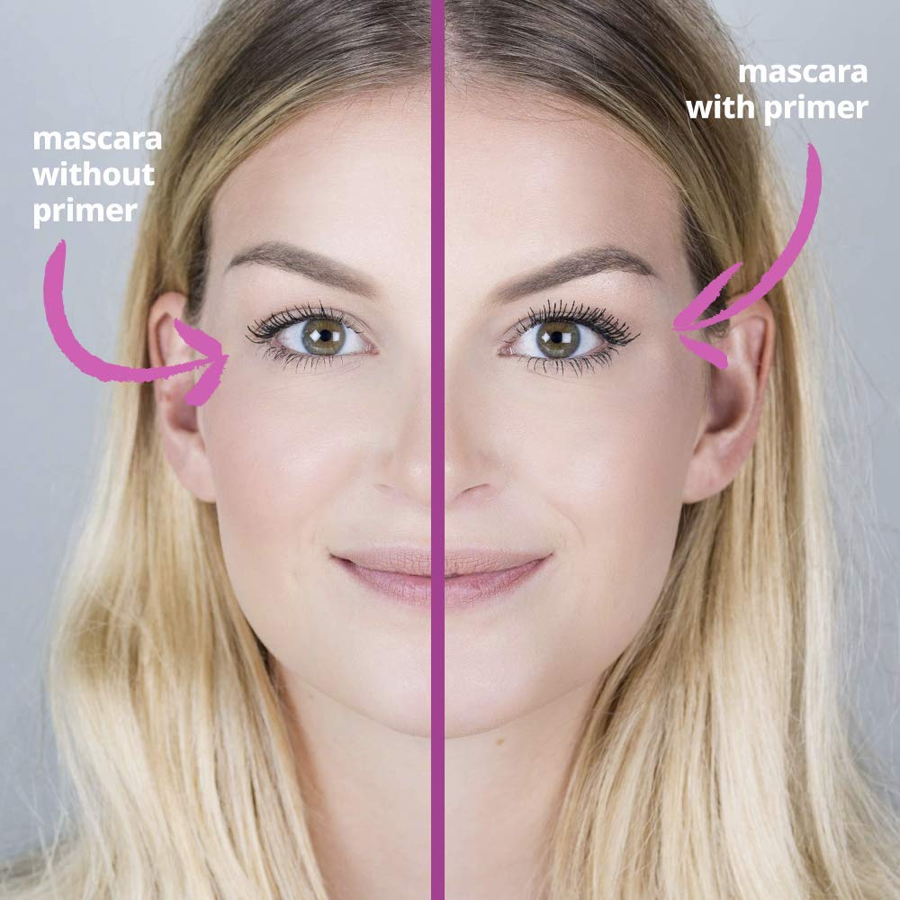 Essence primer brush close-up showing even application