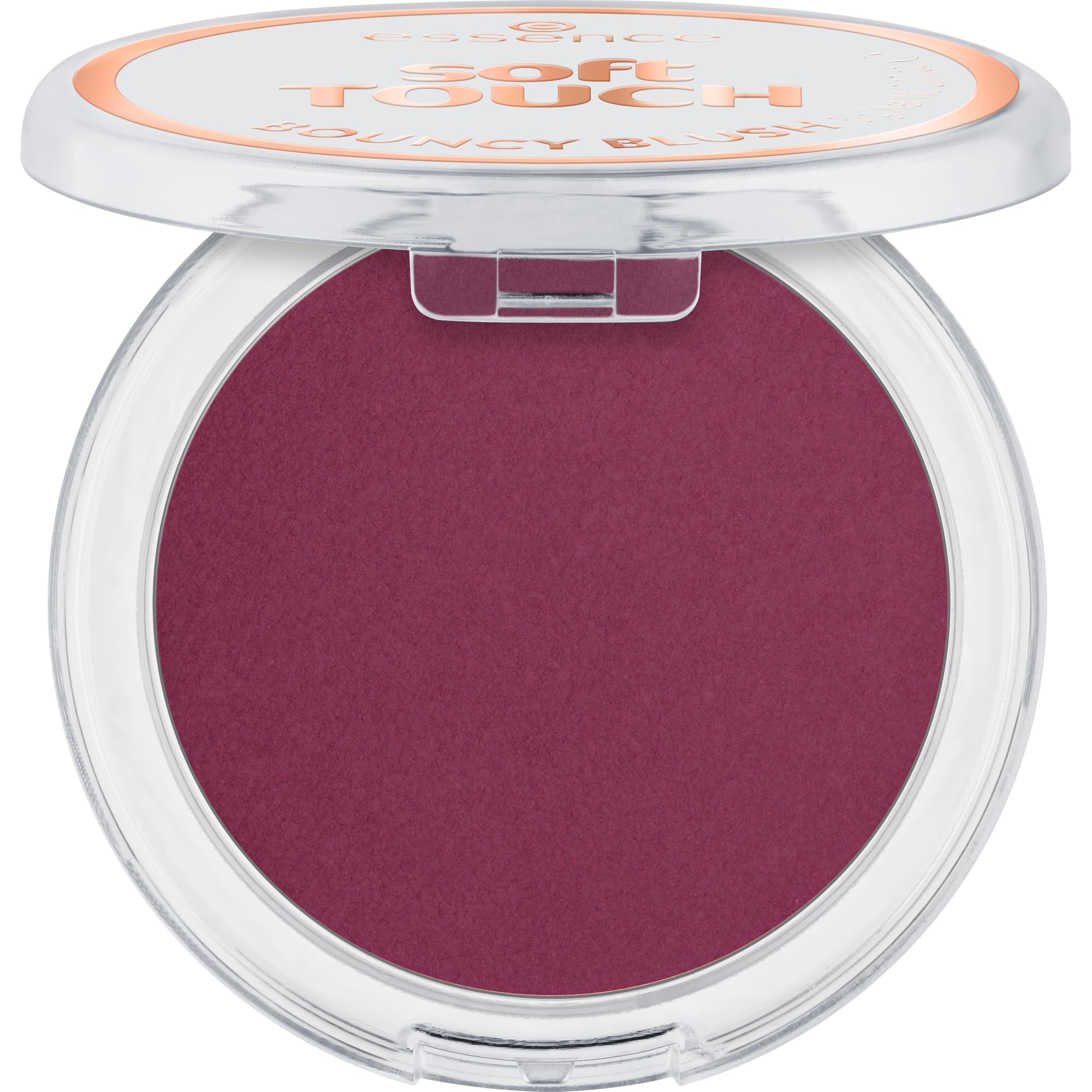 essence Soft Touch Bouncy Blush compact closeup showing creamy texture for easy application