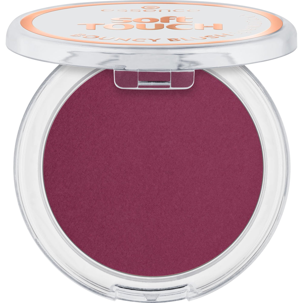 essence Soft Touch Bouncy Blush compact closeup showing creamy texture for easy application