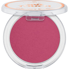 essence Soft Touch Bouncy Blush swatch Electric Peony for a natural, lasting flush.