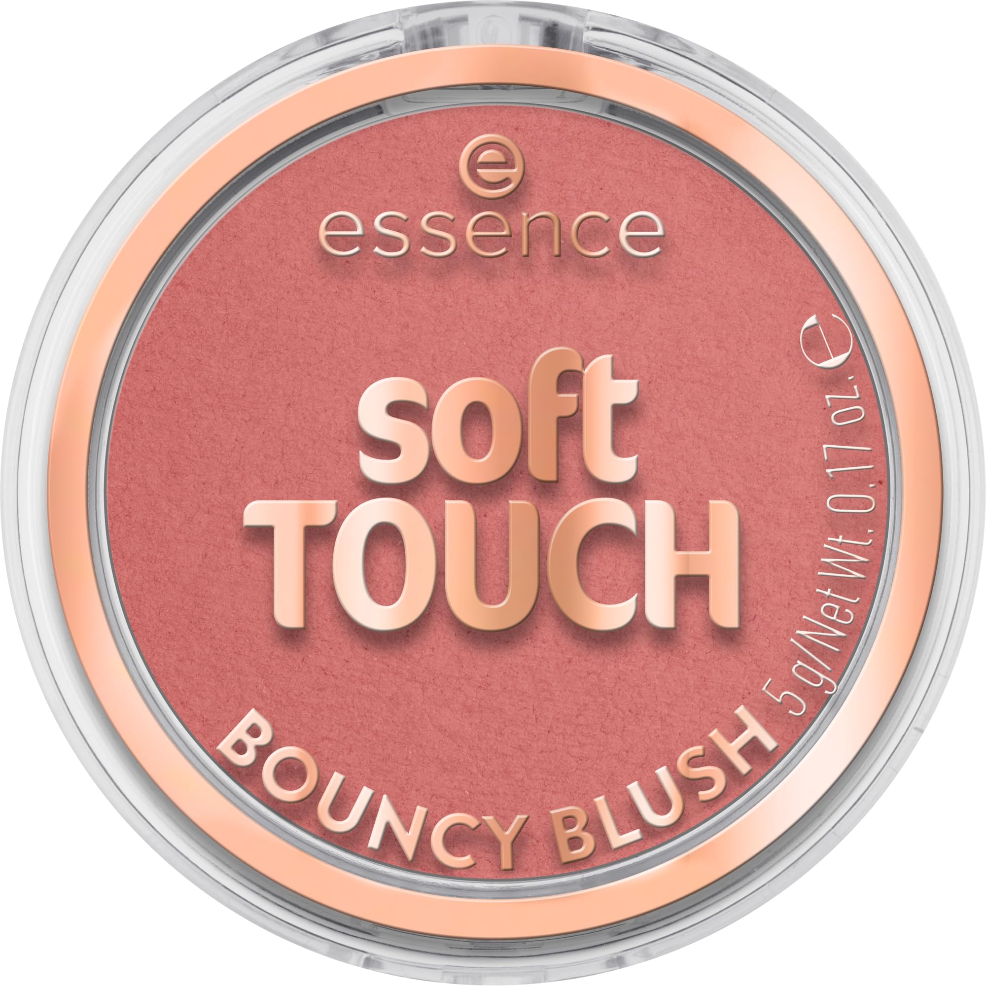 essence Soft Touch Bouncy Blush swirled on cheek demonstrates buildable color.