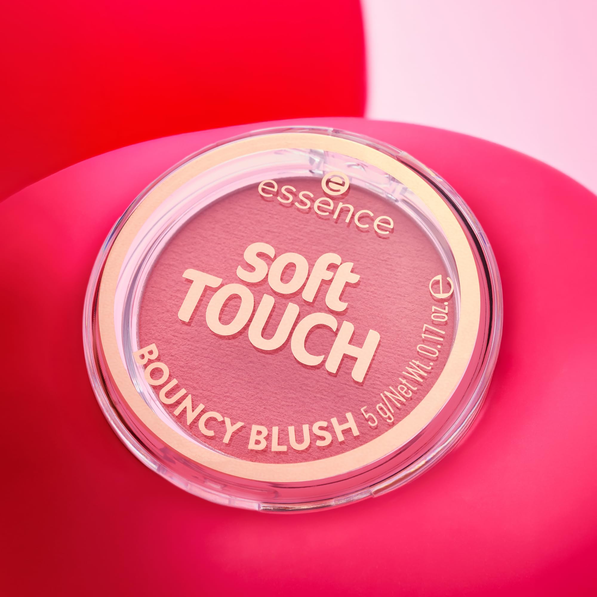 essence Soft Touch Bouncy Blush vegan cruelty-free badge visible.