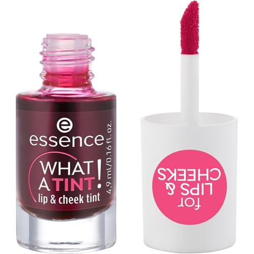 Essence What a Tint lip-cheek tint application close-up for easy blending.