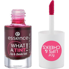 Essence What a Tint lip-cheek tint application close-up for easy blending.