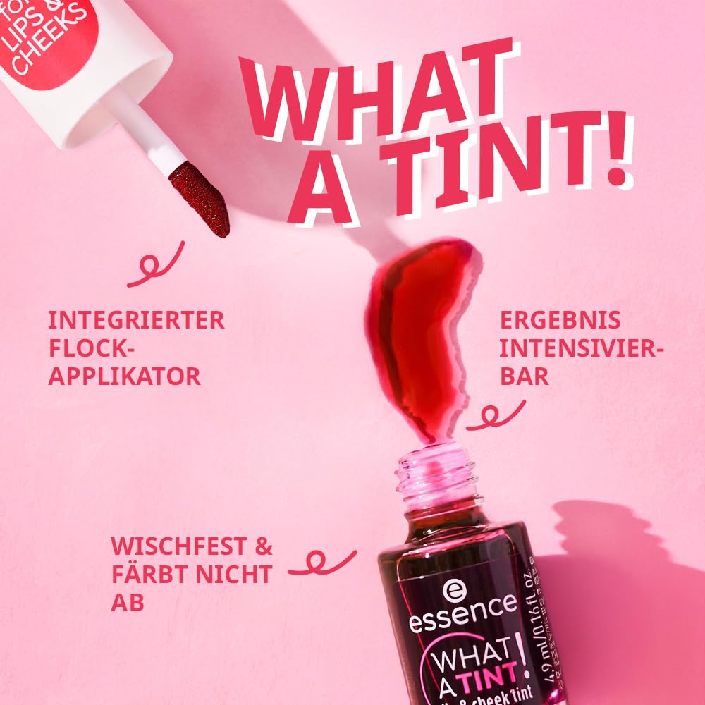Essence What a Tint kiss-proof lip-stain resists transfer.