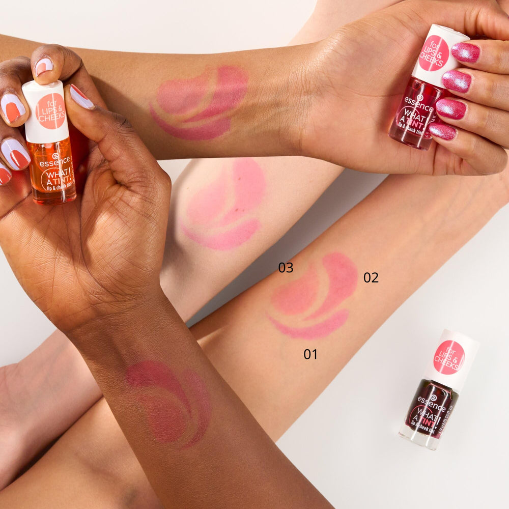 Essence What a Tint non-sticky finish on lips for comfortable wear.