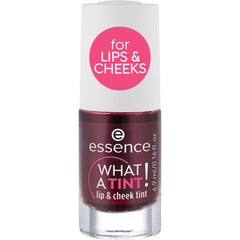 Essence What a Tint rose swatch on lips and cheeks for natural color.