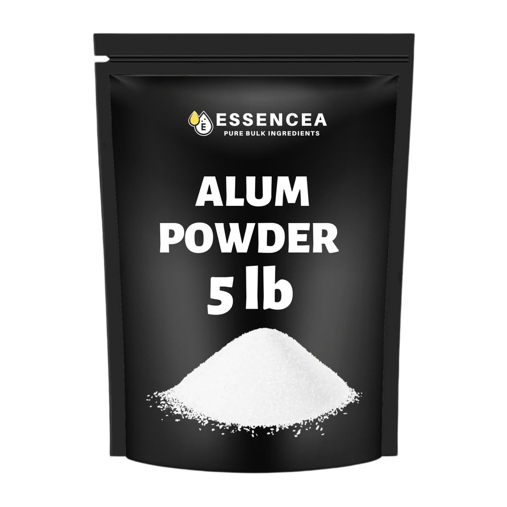 Essencea Alumbre en polvo 5 lb, envase principal, ideal para usos versátiles en casa.