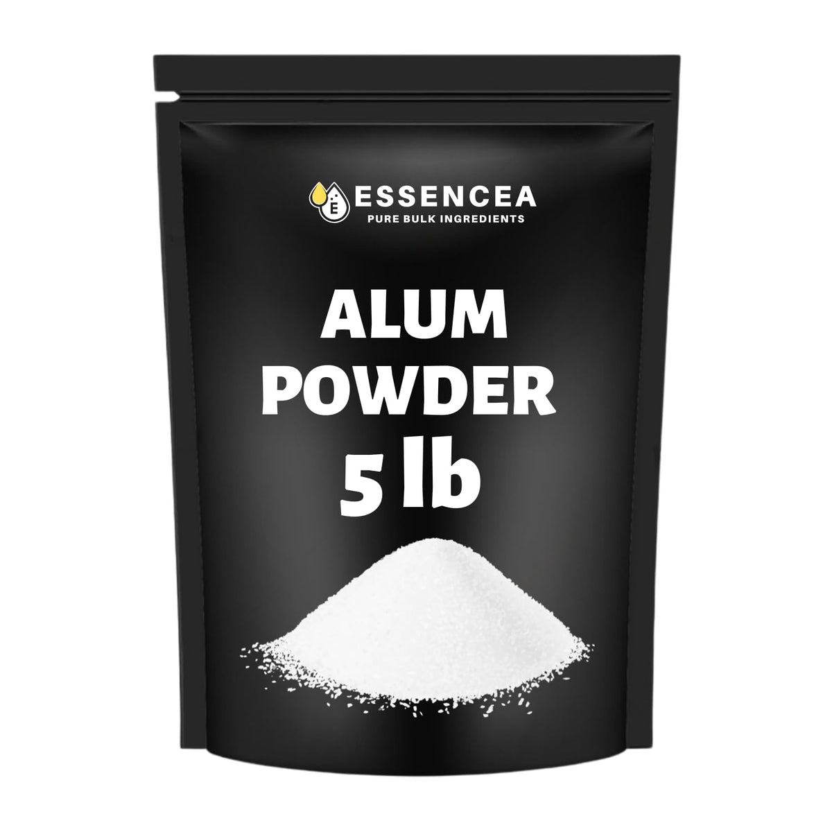 Essencea Alumbre en polvo 5 lb, envase principal, ideal para usos versátiles en casa.
