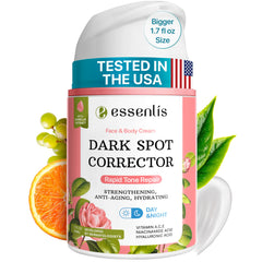ESSENLIS dark spot remover face bottle promotes even skin tone and hydration.