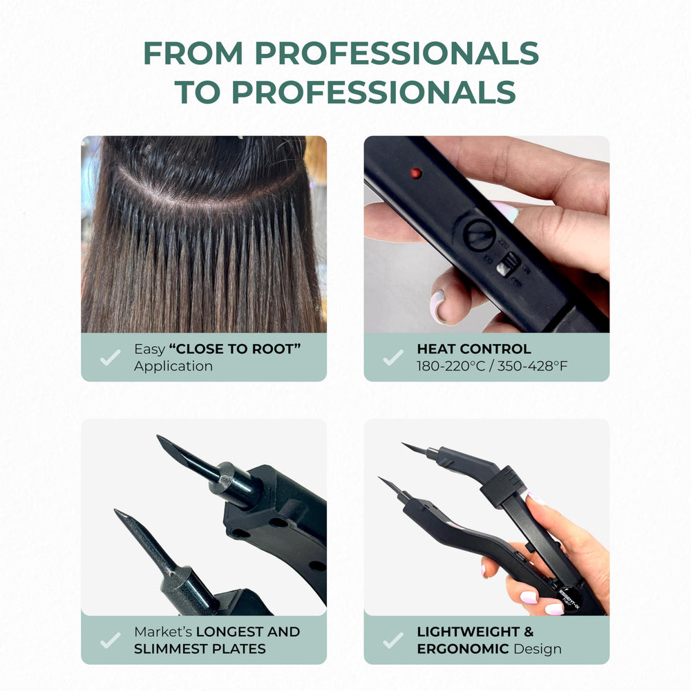 Rapid heat-up enables quick styling sessions with ESSENT-IX keratin fusion tool.