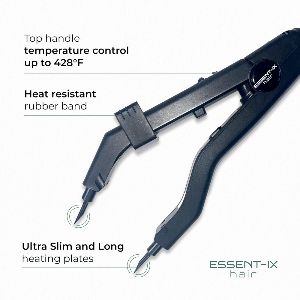 ESSENT-IX Keratin Fusion Tool slim long plates enable precise root access.
