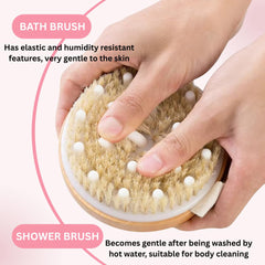 Essential Aura brush stimulates circulation with firm bristles for a refreshing routine.