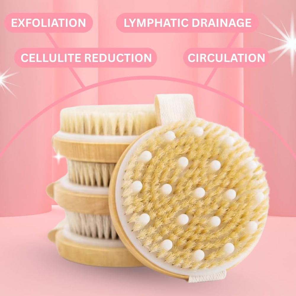 Essential Aura brush bristles remove dry skin and unclog pores for radiant skin.