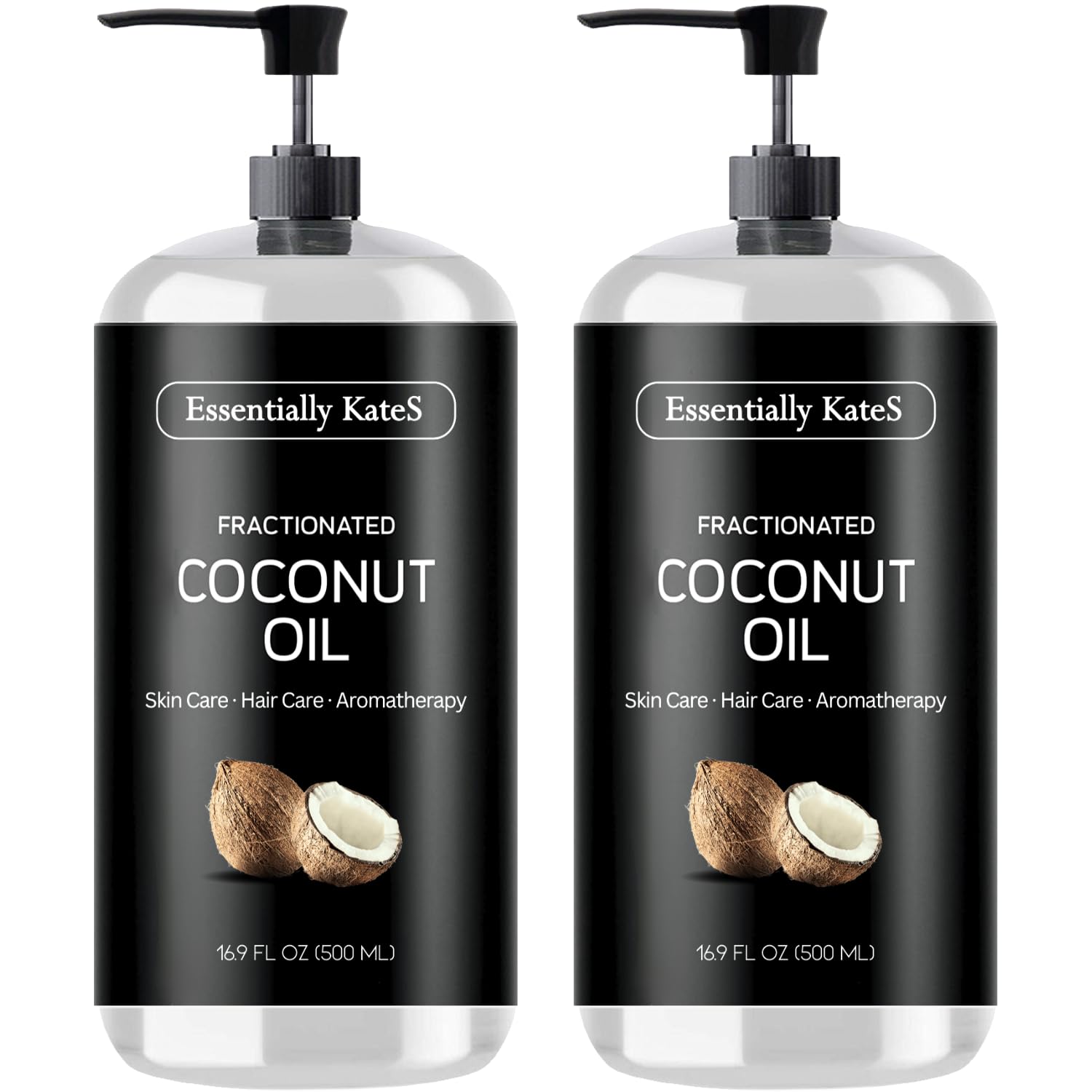 Essentially KateS aceite de coco fraccionado, botella frontal, aroma neutro para piel y cabello.