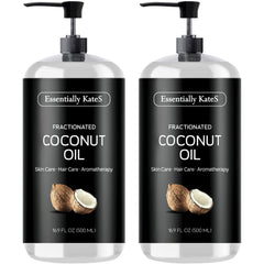Essentially KateS aceite de coco fraccionado, botella frontal, aroma neutro para piel y cabello.