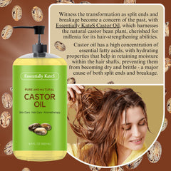 Empaque del Aceite de Ricino Essentially KateS: envase opaco para conservar nutrientes.
