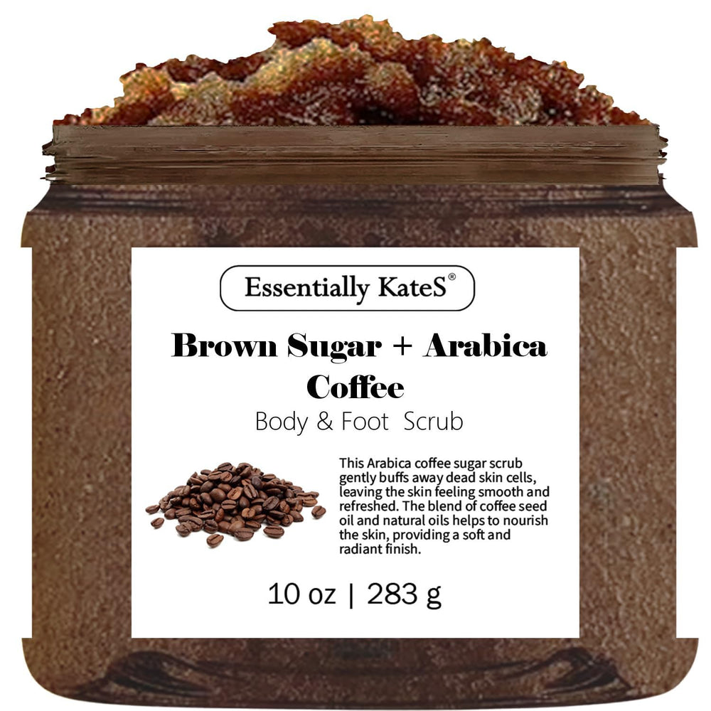 Essentially KateS exfoliante corporal de azúcar morena y café para piel suave.