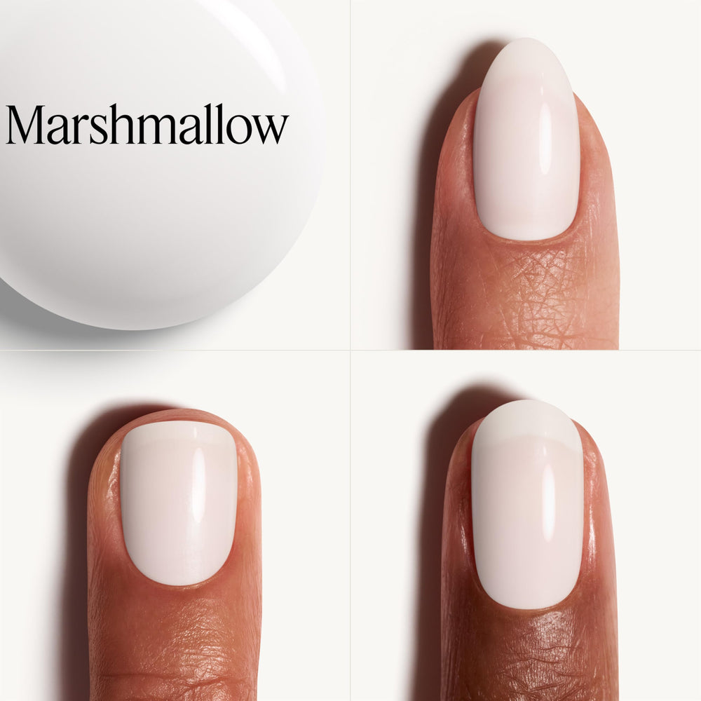 base coat and two coats guide illustrating even, durable color with essie polish.
