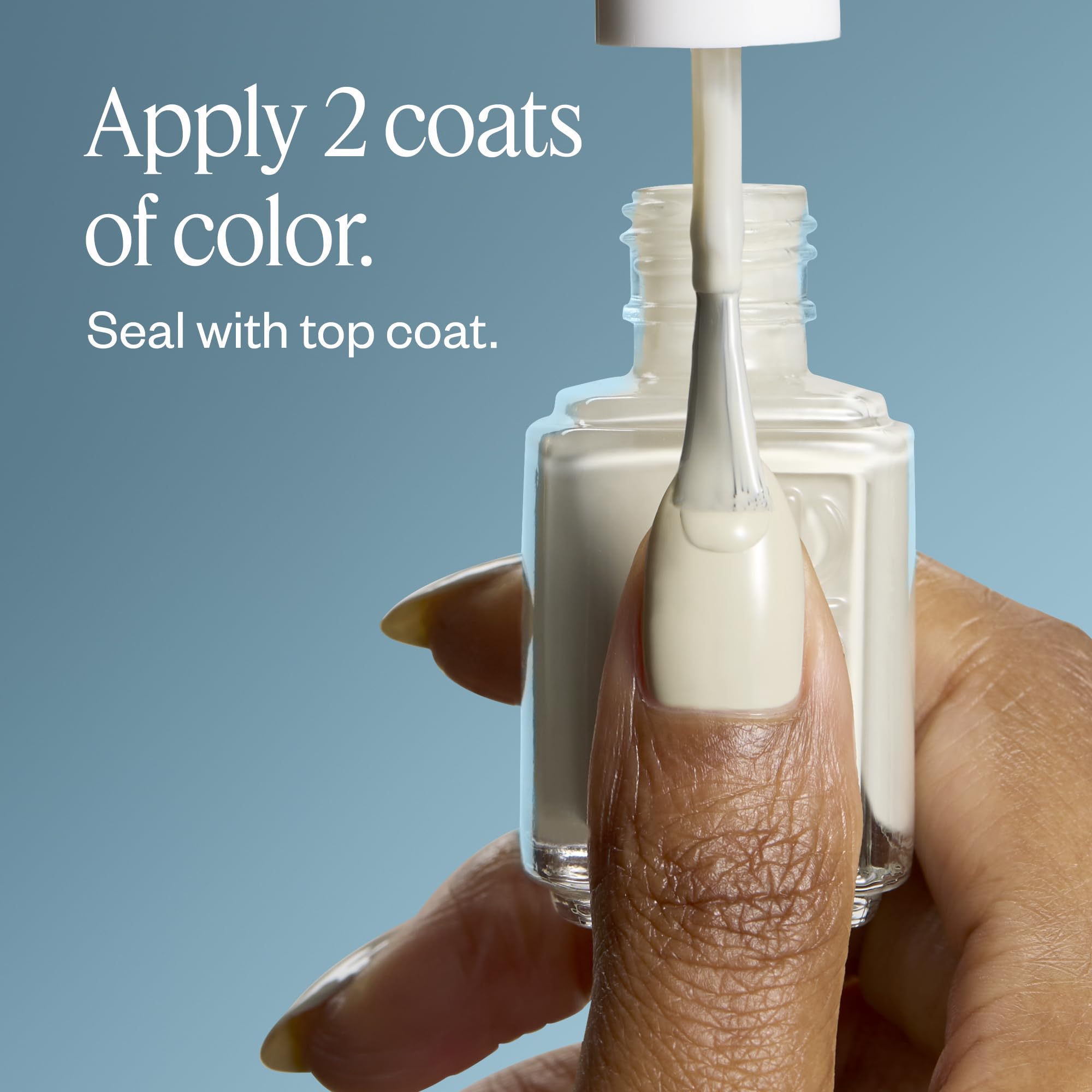Fórmula vegana 8-free de essie para uñas sin ingredientes animales.