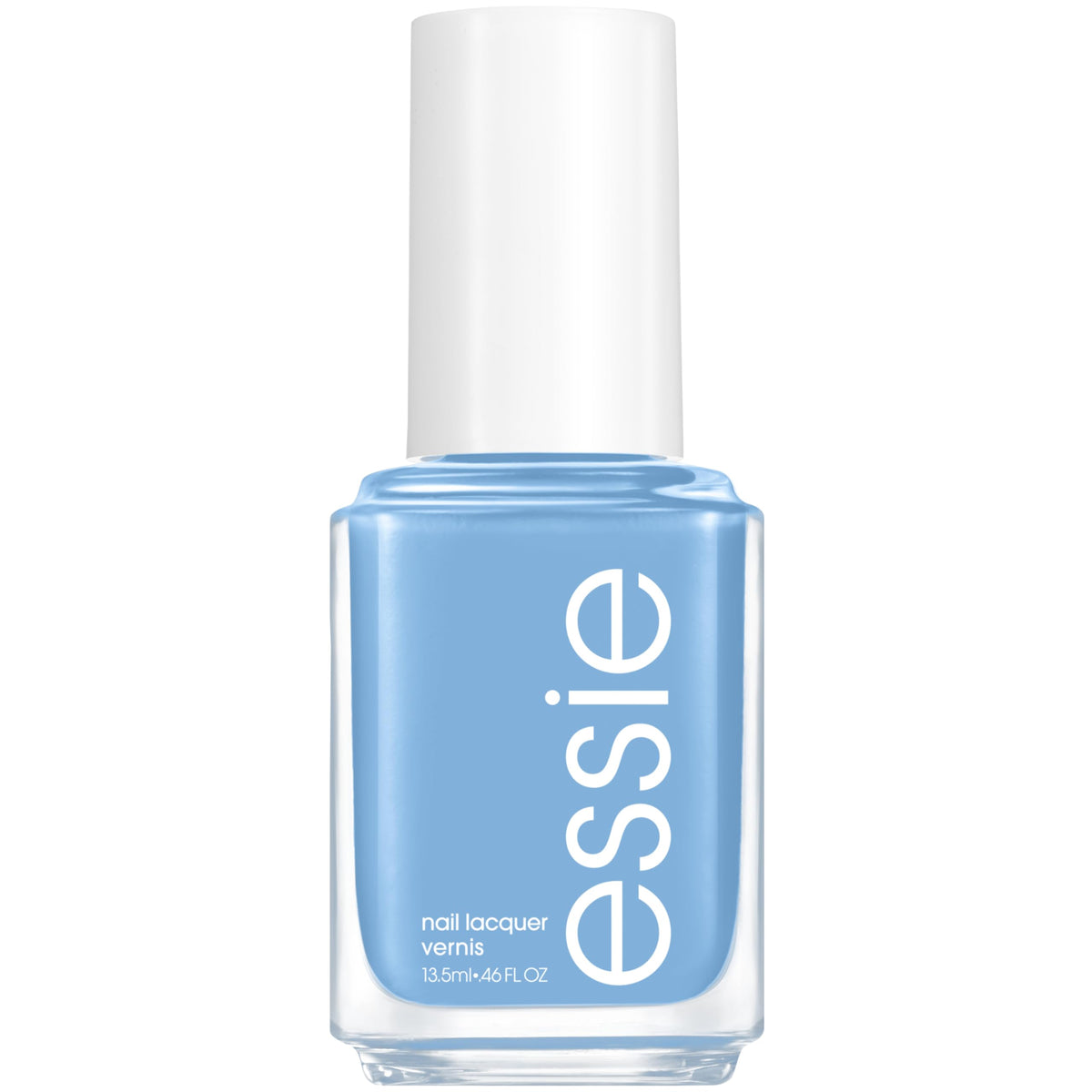 essie blue cream nail polish bottle showcases vegan salon-quality color.