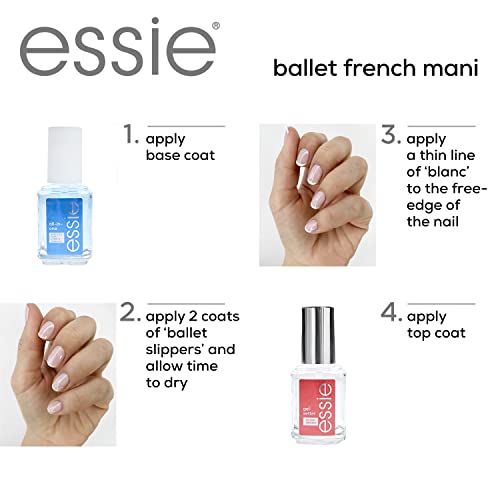 Brocha de aplicación essie en uñas para un acabado suave.