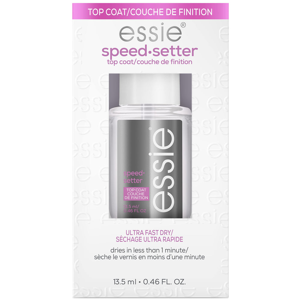 essie capa superior secado rápido para acabado brillante.