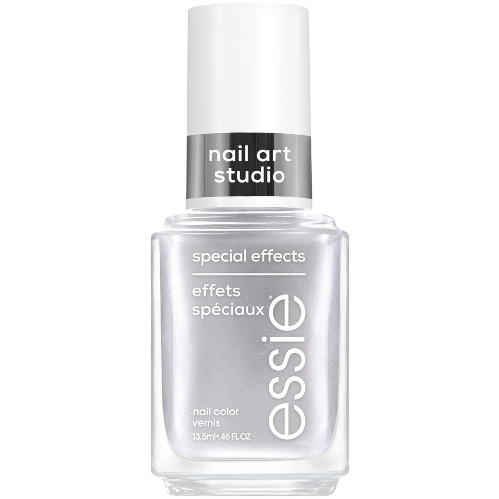 essie Cosmic Chrome bottle shows a bold silver chrome finish for at-home manis